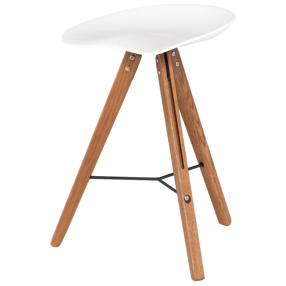 Nuevo HGDA464 Theo Tractor Stool Counter Stool in White/Hard Fumed